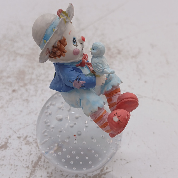 VTG Simson Clown Blue Bird Porcelain & Bubble Glass Paperweight Whimsical Decor - Picture 3 of 9